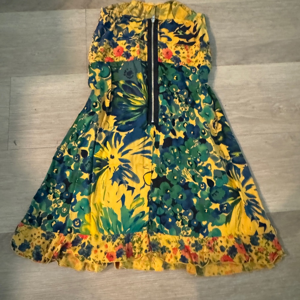 Girls Yellow Floral Strapless Sundress